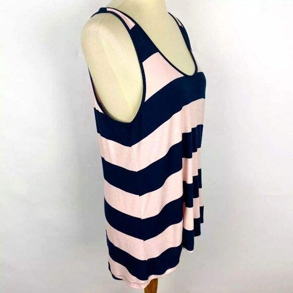 BANANA REPUBLIC Tunic Tank Top Pink Black Stripes Womens Large - Picture 3 of 10